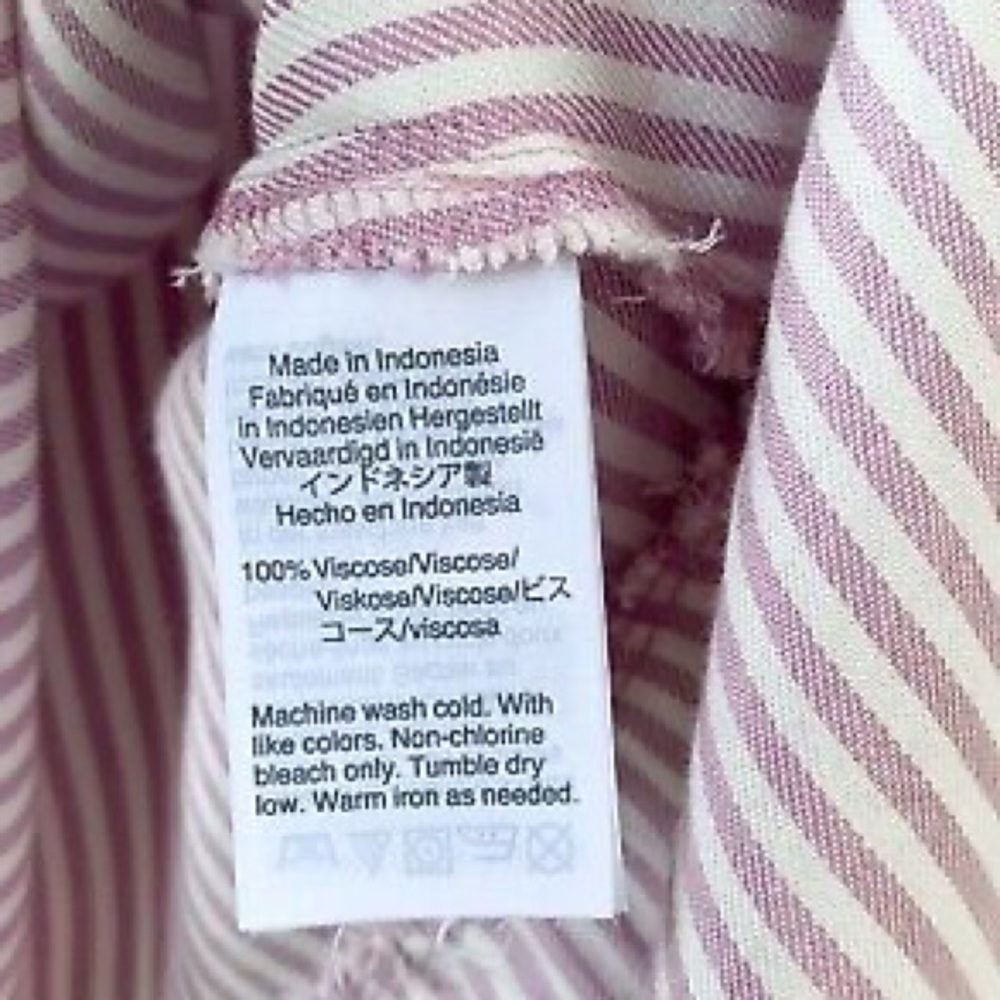 (A53) Madewell Studio Ruffle Hem Lavender Stripe Top Women's, Size Medium - Picture 8 of 11